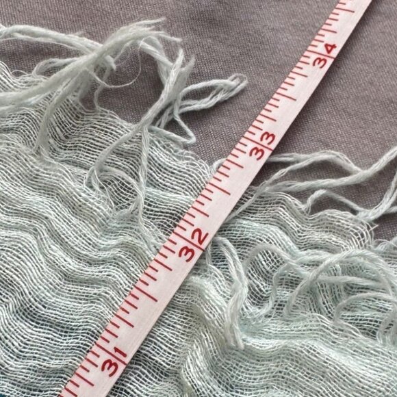 Lightweight Woven Blue & White Scarf With Fringed Edges - Picture 5 of 7